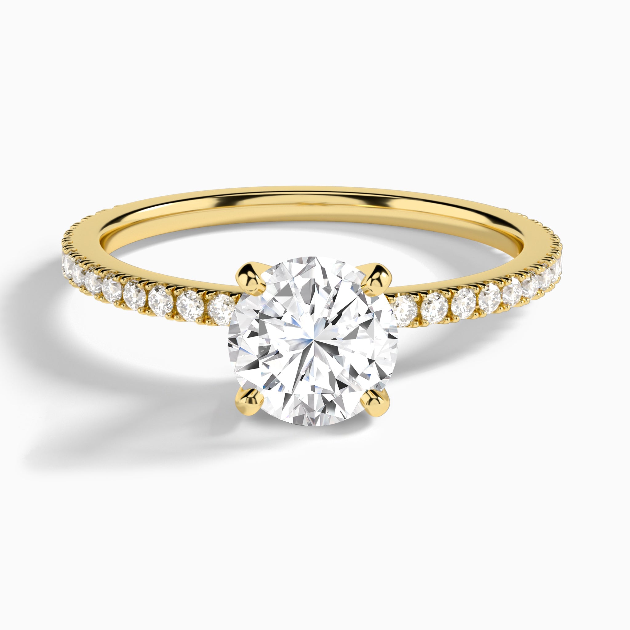 Round Luxe Belle Lab Grown Diamond Engagement Ring In 14K Yellow Gold - Lucenjuri