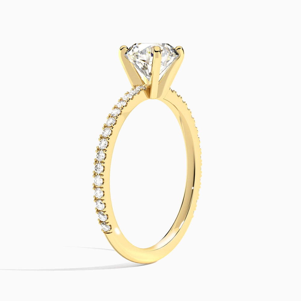 Round Luxe Belle Lab Grown Diamond Engagement Ring In 14K Yellow Gold, Angle View