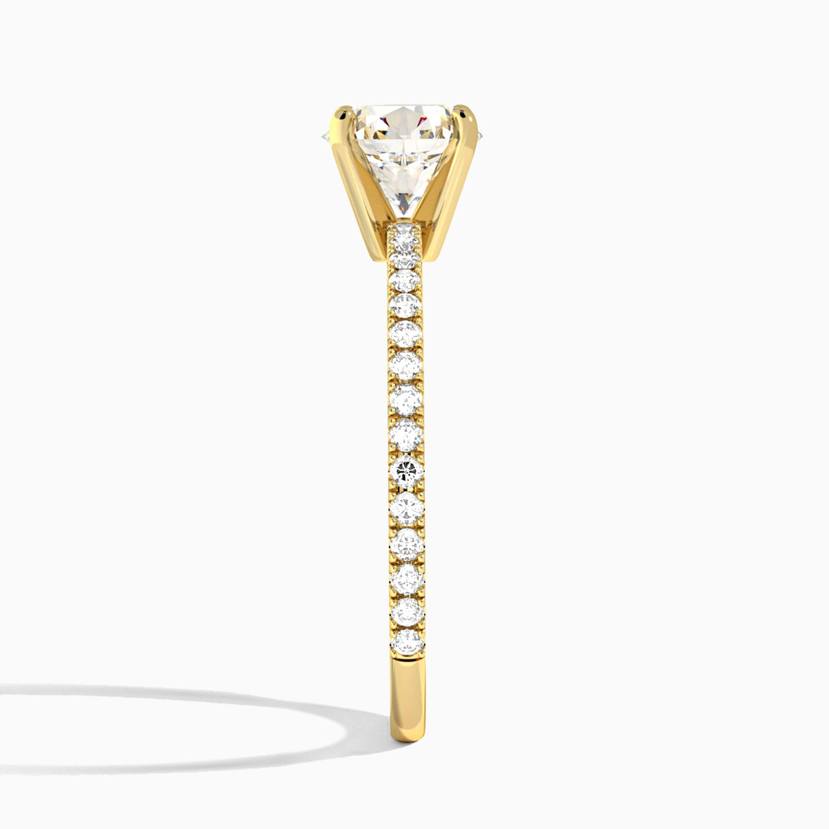 Round Luxe Belle Lab Grown Diamond Engagement Ring In 18K Yellow Gold, Side View
