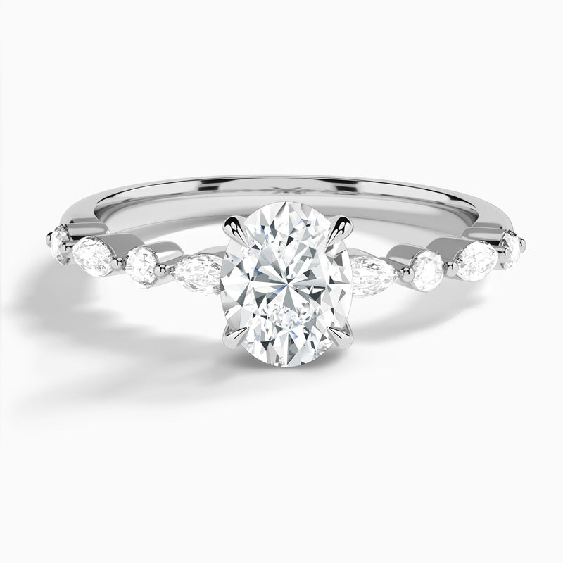 Oval Chateau Lab Grown Diamond Engagement Ring In Platinum - Lucenjuri