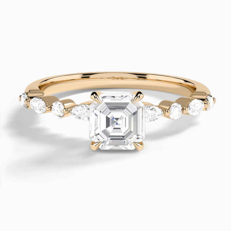 Asscher Chateau Lab Grown Diamond Engagement Ring In 14K Rose Gold - Lucenjuri