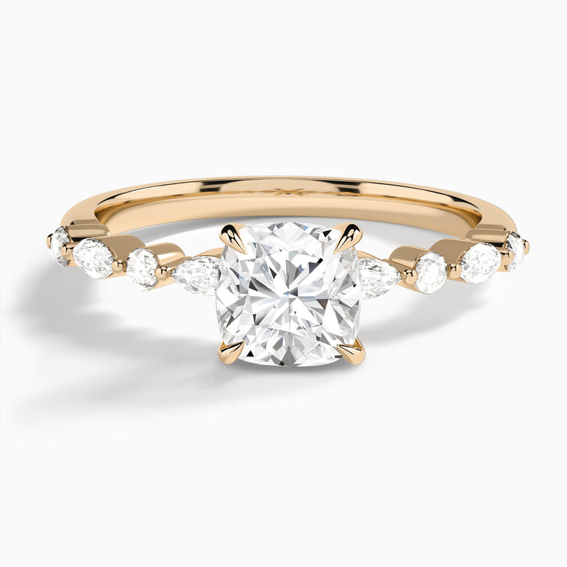 Cushion Chateau Lab Grown Diamond Engagement Ring In 14K Rose Gold - Lucenjuri