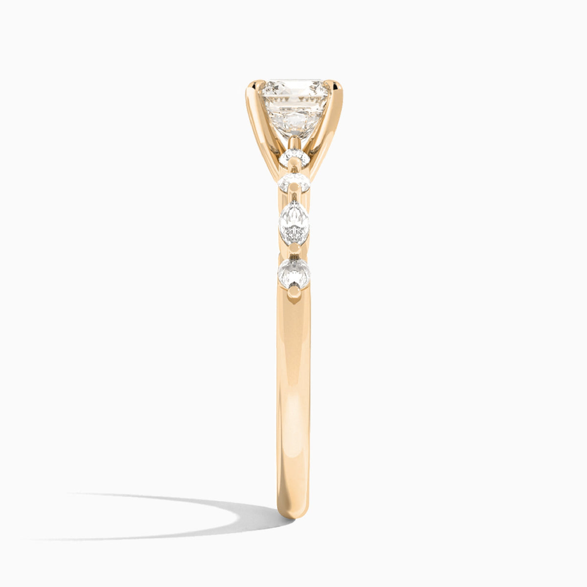 Cushion Chateau Lab Grown Diamond Engagement Ring In 14K Rose Gold, Side View