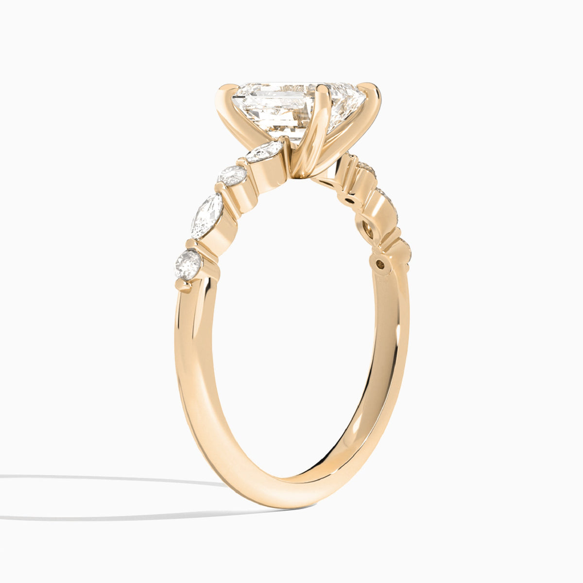 Emerald Chateau Lab Grown Diamond Engagement Ring In 14K Rose Gold, Angle View