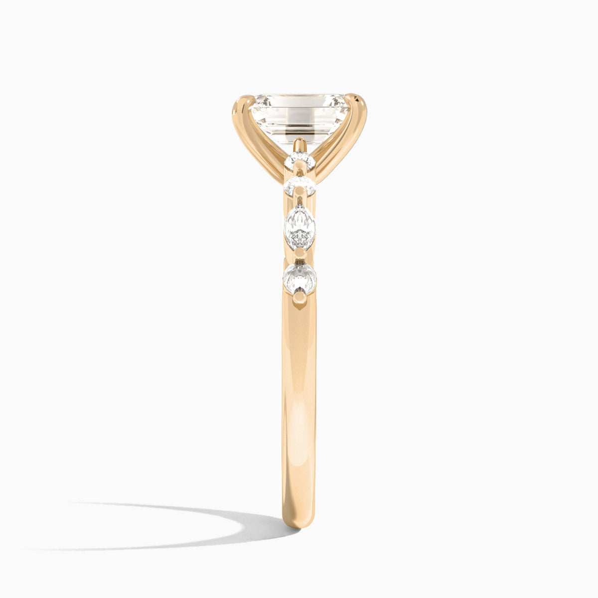Emerald Chateau Lab Grown Diamond Engagement Ring In 14K Rose Gold, Side View