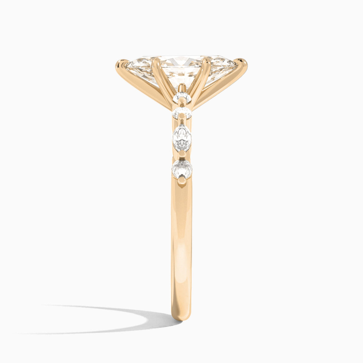 Marquise Chateau Lab Grown Diamond Engagement Ring In 14K Rose Gold, Side View