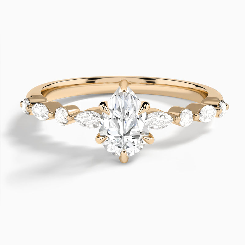 Pear Chateau Lab Grown Diamond Engagement Ring In 14K Rose Gold - Lucenjuri