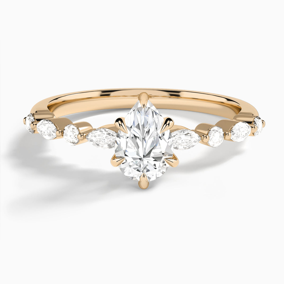 Pear Chateau Lab Grown Diamond Engagement Ring In 14K Rose Gold - Lucenjuri