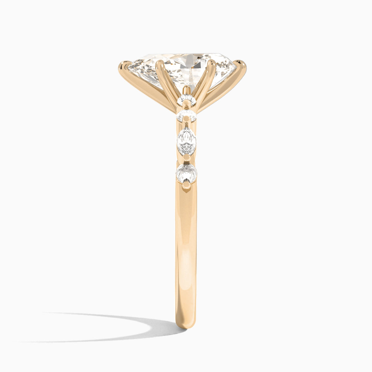 Pear Chateau Lab Grown Diamond Engagement Ring In 14K Rose Gold, Side View