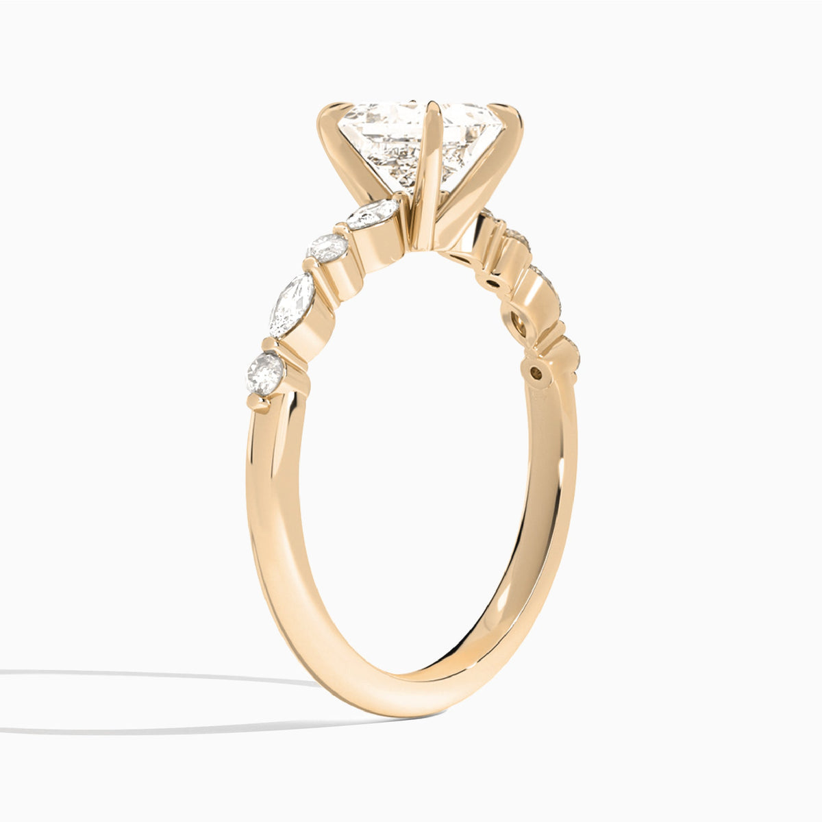Princess Chateau Lab Grown Diamond Engagement Ring In 14K Rose Gold, Angle View