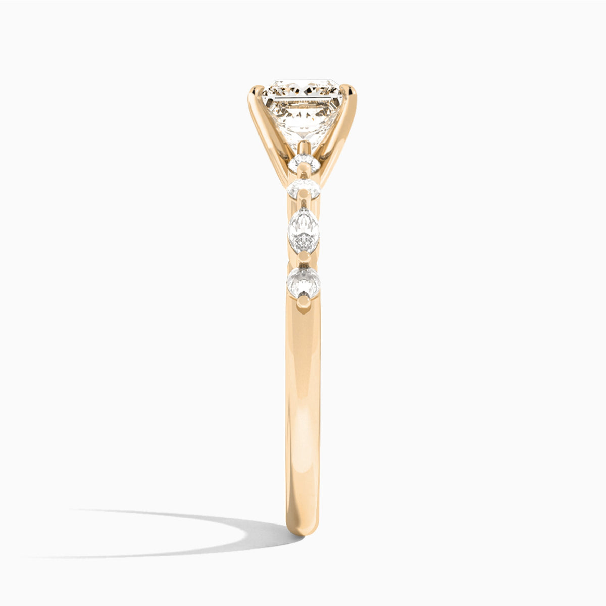 Princess Chateau Lab Grown Diamond Engagement Ring In 14K Rose Gold, Side View