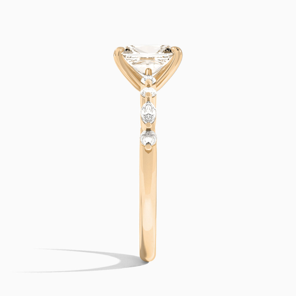 Radiant Chateau Lab Grown Diamond Engagement Ring In 14K Rose Gold, Side View