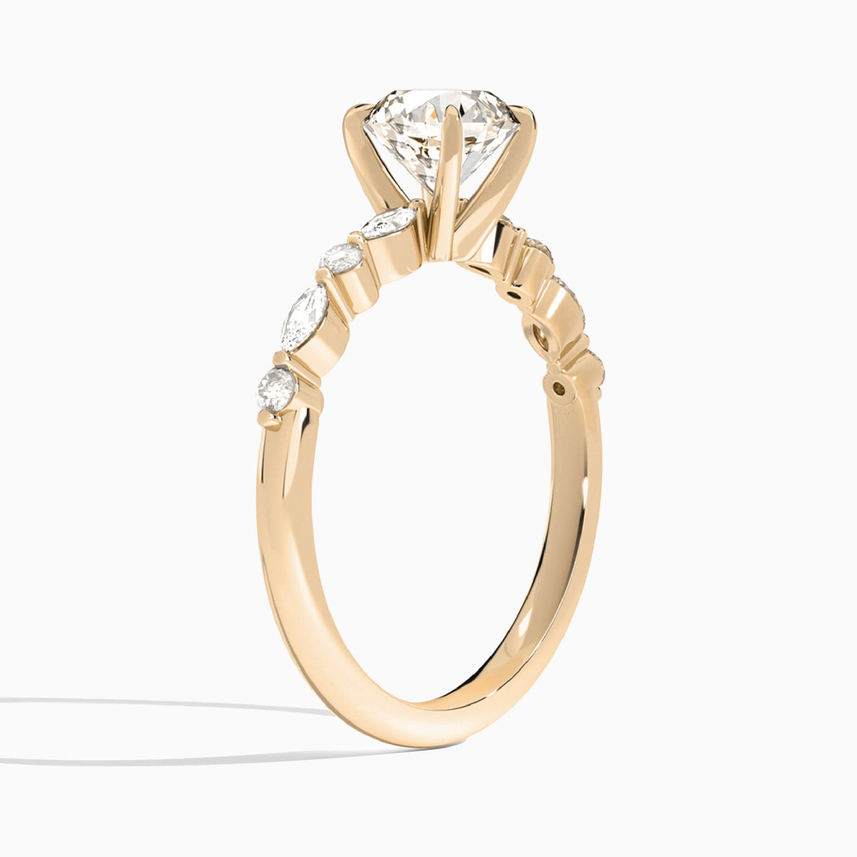 Round Chateau Lab Grown Diamond Engagement Ring In 14K Rose Gold, Angle View