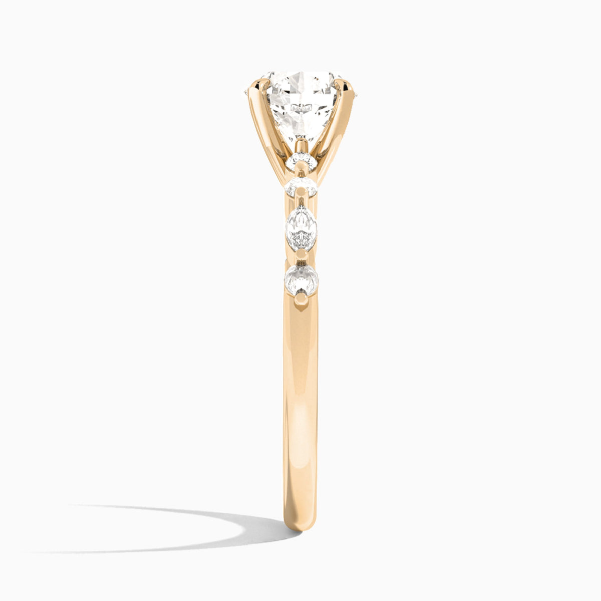 Round Chateau Lab Grown Diamond Engagement Ring In 14K Rose Gold, Side View