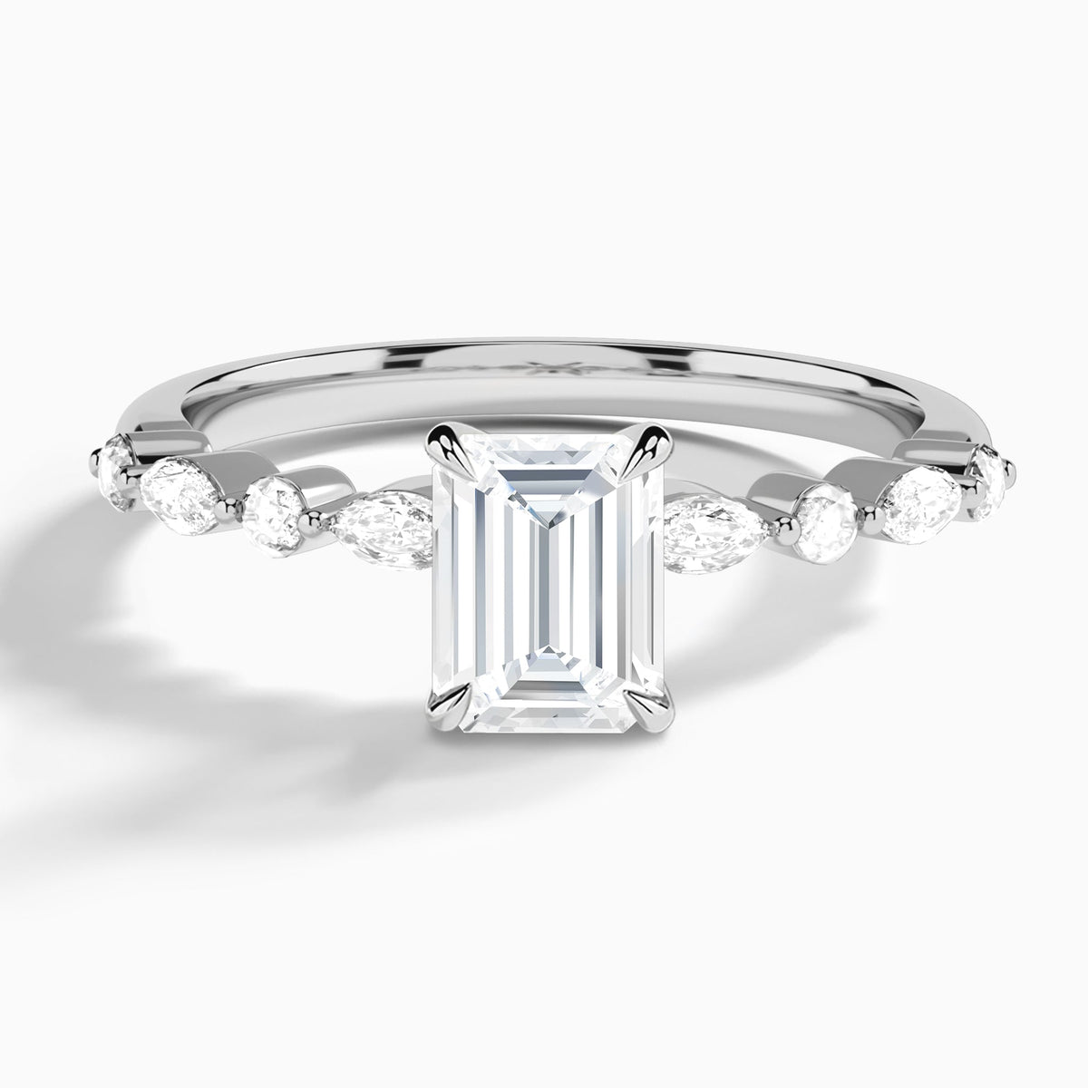 Emerald Chateau Lab Grown Diamond Engagement Ring In 18K White Gold - Lucenjuri