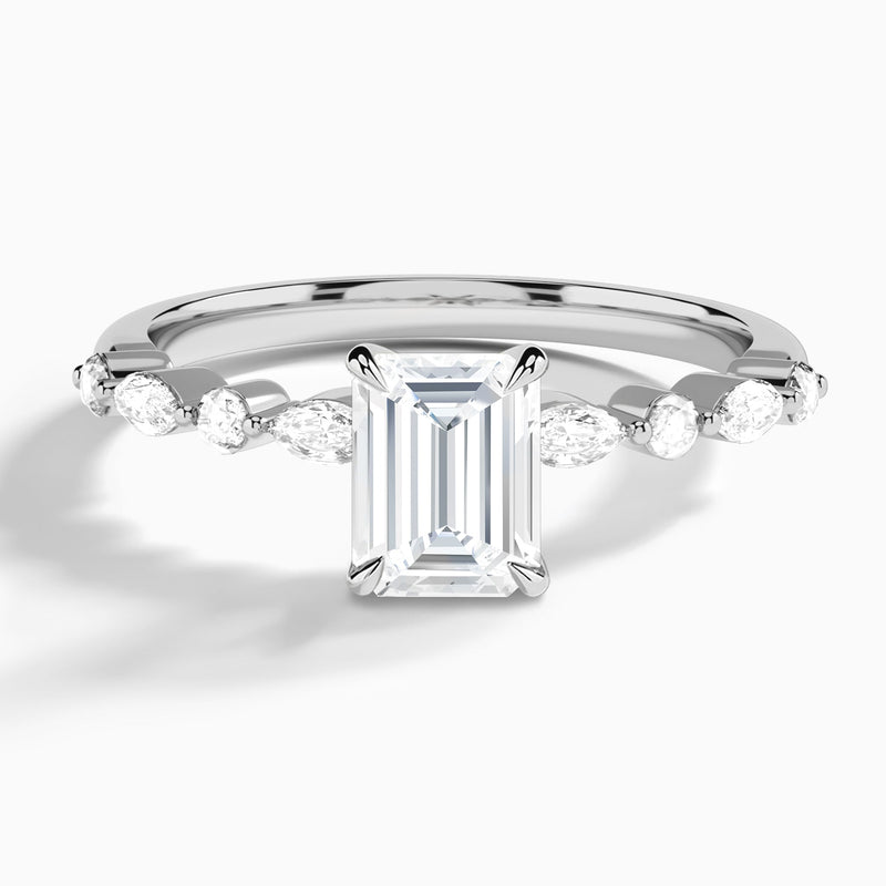 Emerald Chateau Lab Grown Diamond Engagement Ring In 14K White Gold - Lucenjuri