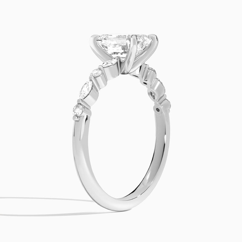 Emerald Chateau Lab Grown Diamond Engagement Ring In 14K White Gold, Angle View