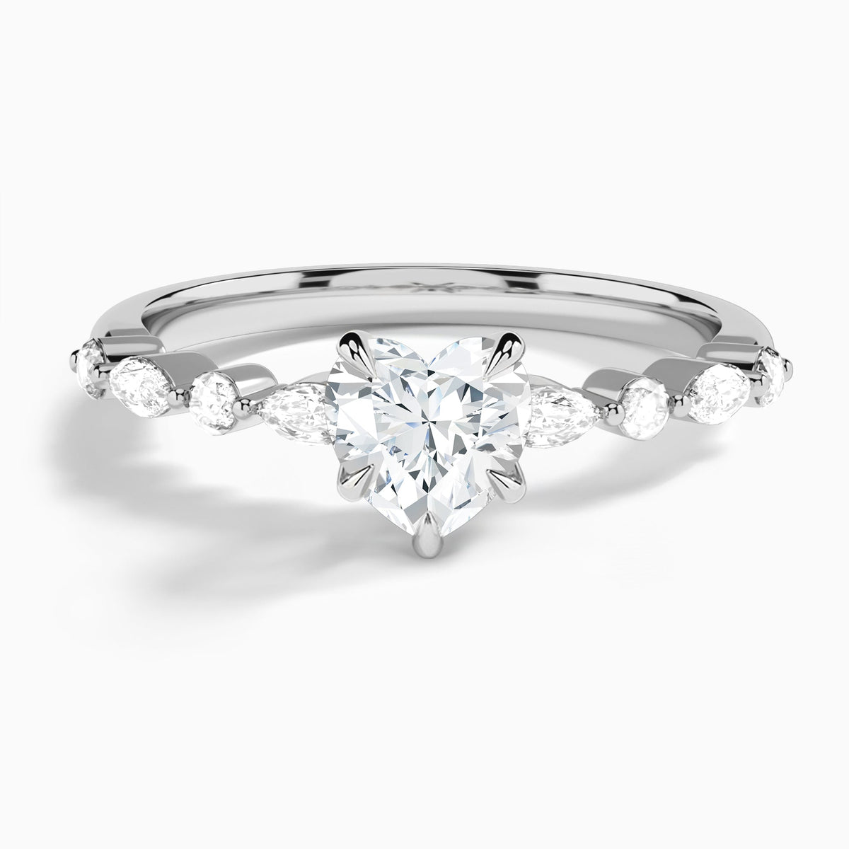Heart Chateau Lab Grown Diamond Engagement Ring In 14K White Gold - Lucenjuri