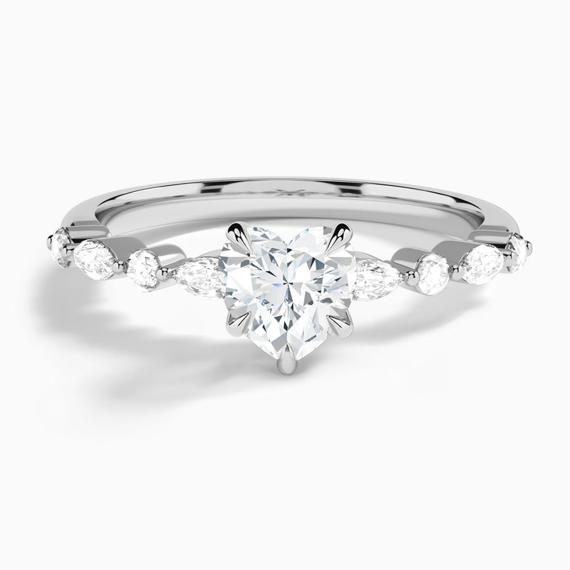 Heart Chateau Lab Grown Diamond Engagement Ring In 18K White Gold - Lucenjuri