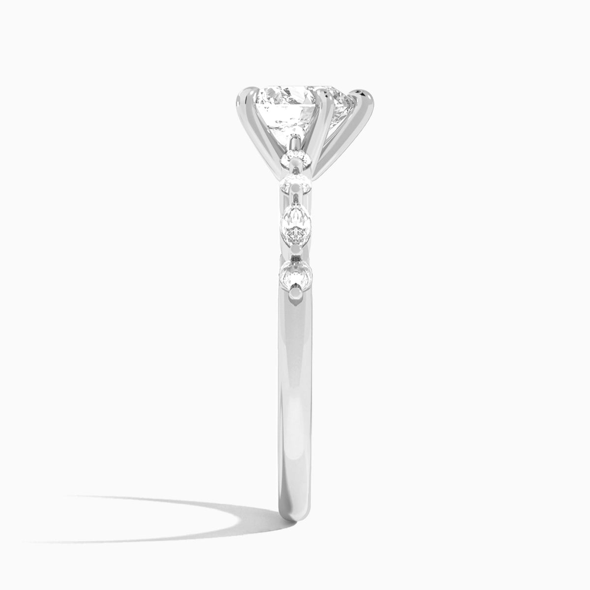 Heart Chateau Lab Grown Diamond Engagement Ring In 14K White Gold, Side View