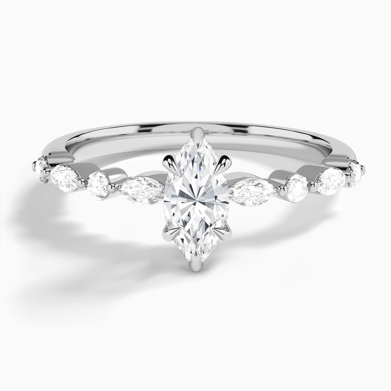 Marquise Chateau Lab Grown Diamond Engagement Ring In 18K White Gold - Lucenjuri