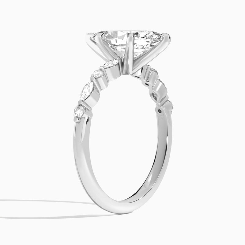 Marquise Chateau Lab Grown Diamond Engagement Ring In 18K White Gold, Angle View