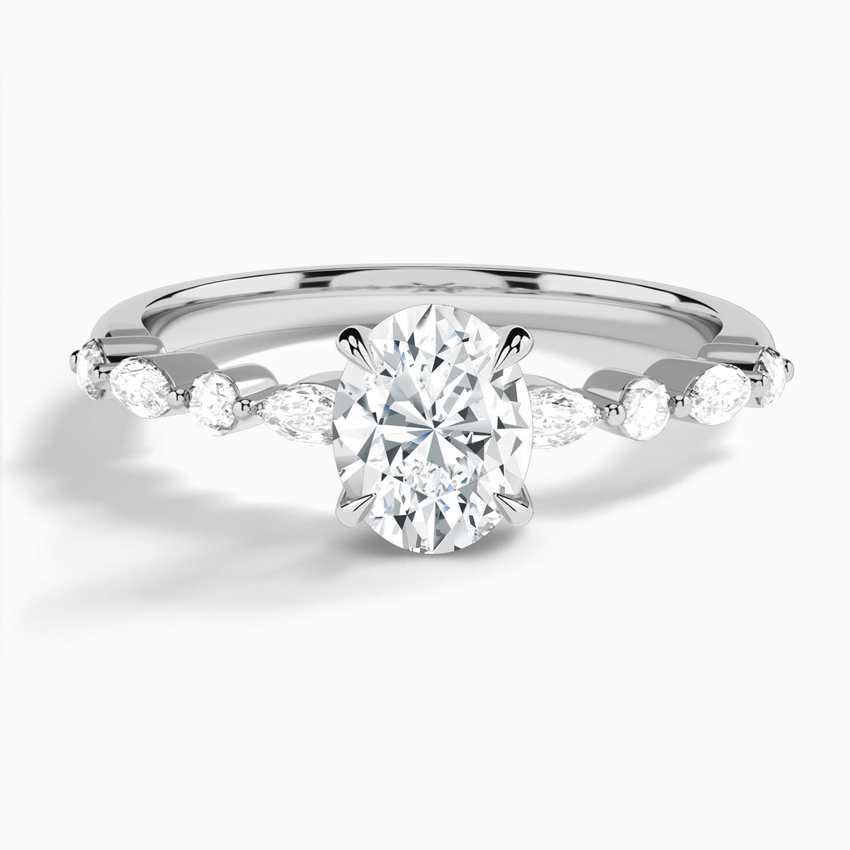 Oval Chateau Lab Grown Diamond Engagement Ring In 14K White Gold - Lucenjuri