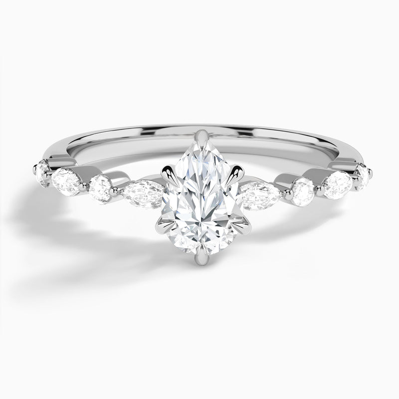 Pear Chateau Lab Grown Diamond Engagement Ring In 14K White Gold - Lucenjuri