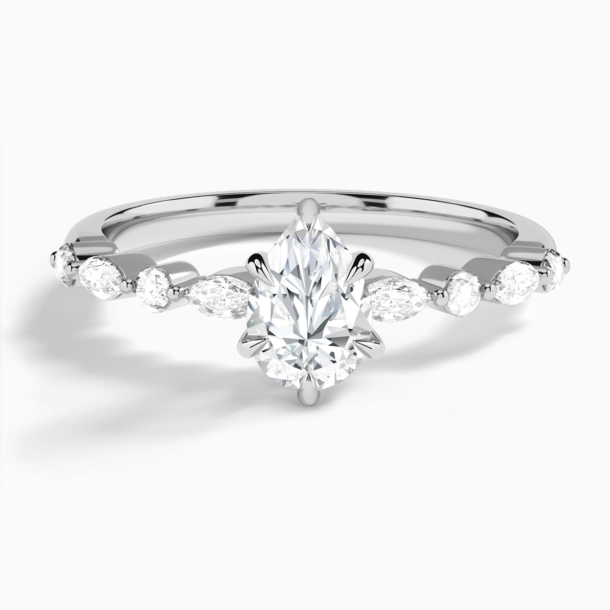 Pear Chateau Lab Grown Diamond Engagement Ring In 14K White Gold - Lucenjuri