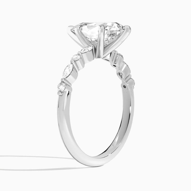 Pear Chateau Lab Grown Diamond Engagement Ring In 14K White Gold, Angle View