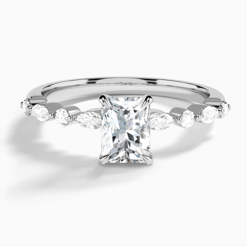 Radiant Chateau Lab Grown Diamond Engagement Ring In 14K White Gold - Lucenjuri