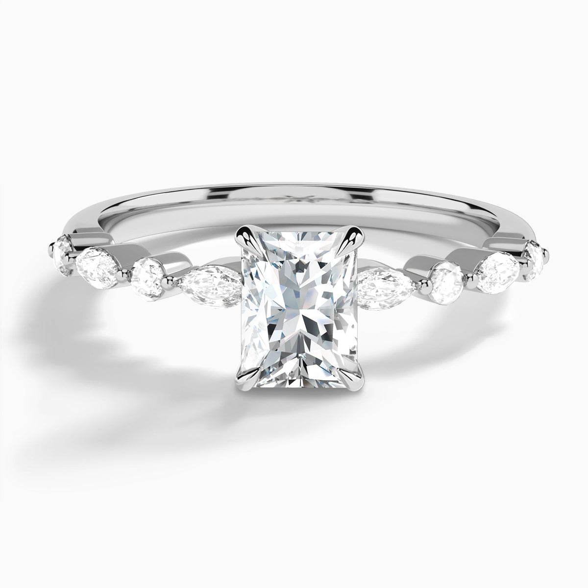 Radiant Chateau Lab Grown Diamond Engagement Ring In 14K White Gold - Lucenjuri