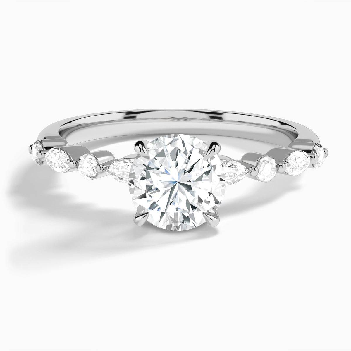 Round Chateau Lab Grown Diamond Engagement Ring In 18K White Gold - Lucenjuri