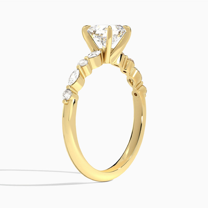Asscher Chateau Lab Grown Diamond Engagement Ring In 18K Yellow Gold, Angle View