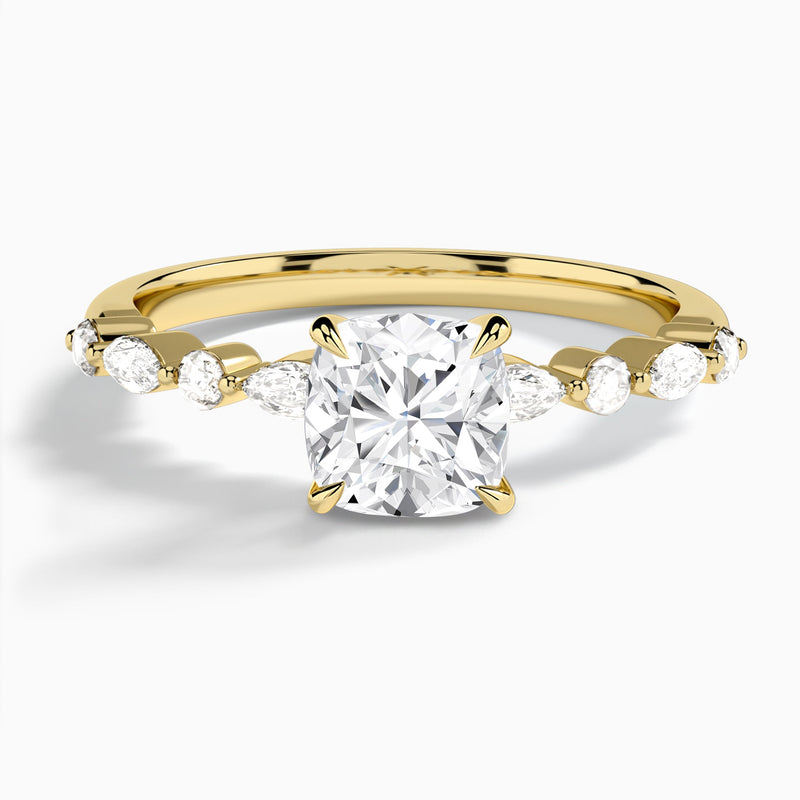 Cushion Chateau Lab Grown Diamond Engagement Ring In 14K Yellow Gold - Lucenjuri