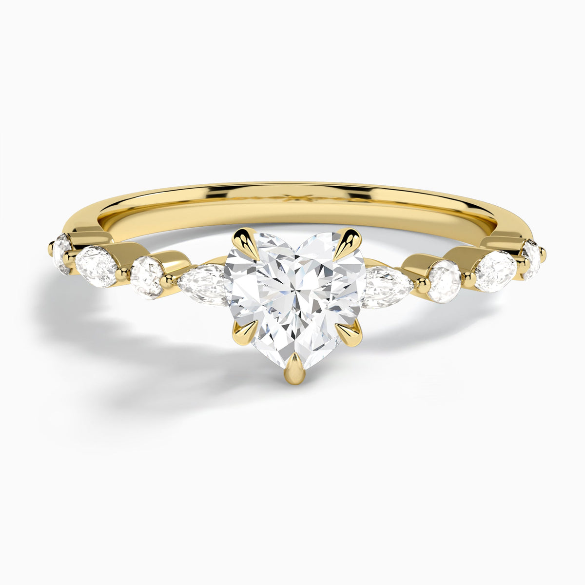 Heart Chateau Lab Grown Diamond Engagement Ring In 14K Yellow Gold - Lucenjuri