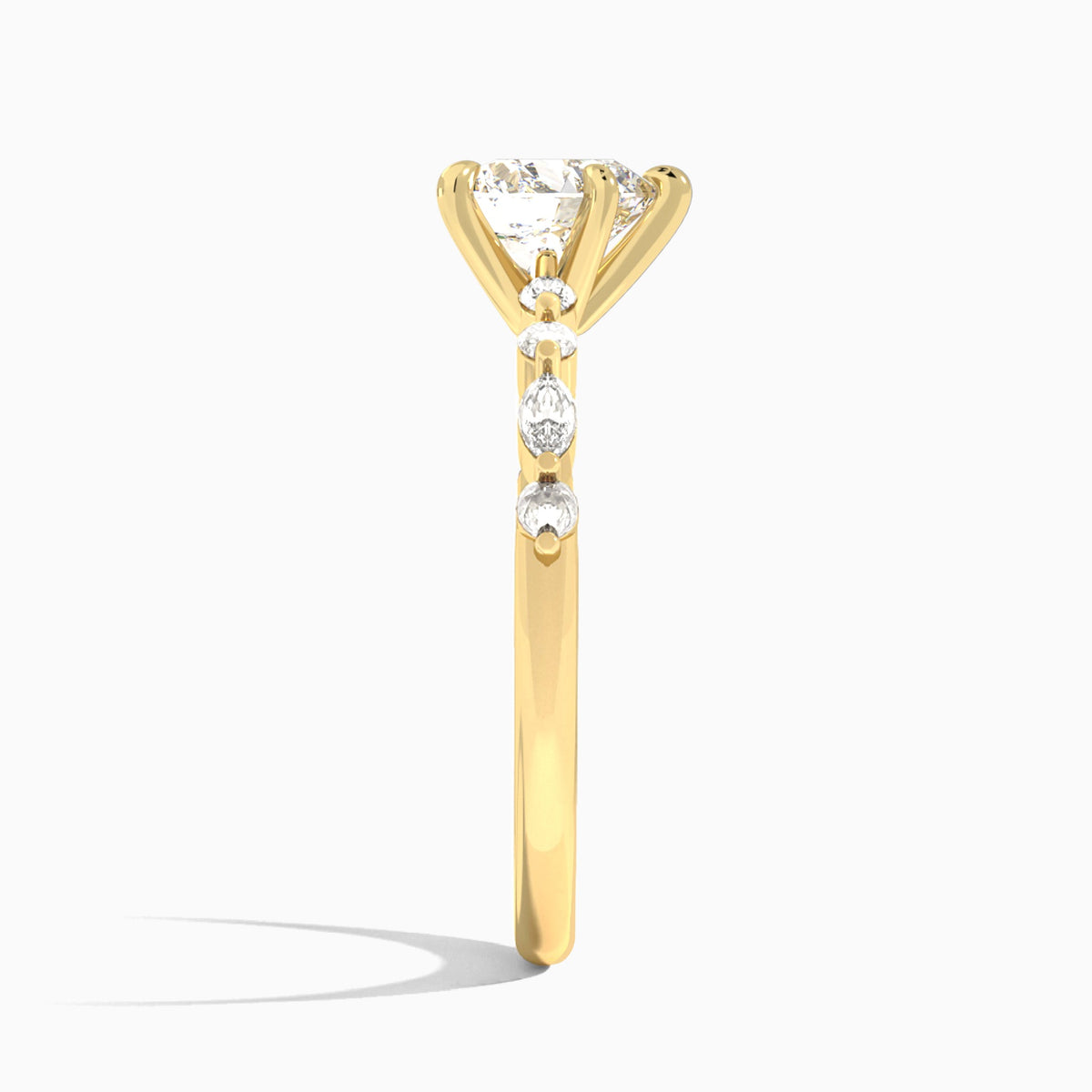 Heart Chateau Lab Grown Diamond Engagement Ring In 14K Yellow Gold, Side View