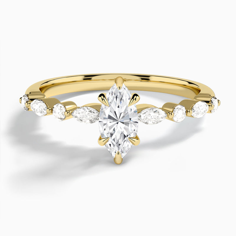 Marquise Chateau Lab Grown Diamond Engagement Ring In 14K Yellow Gold - Lucenjuri