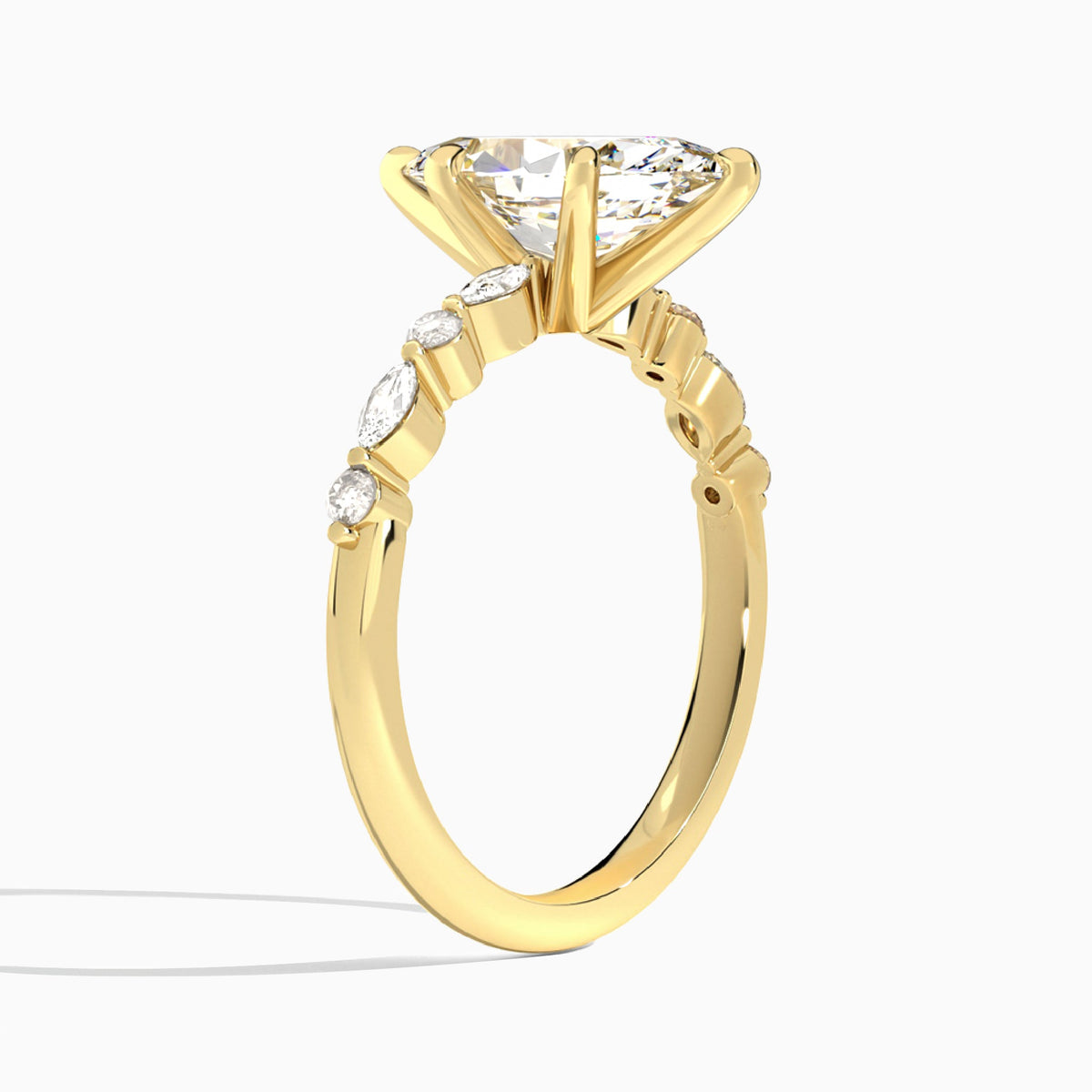 Marquise Chateau Lab Grown Diamond Engagement Ring In 18K Yellow Gold, Angle View