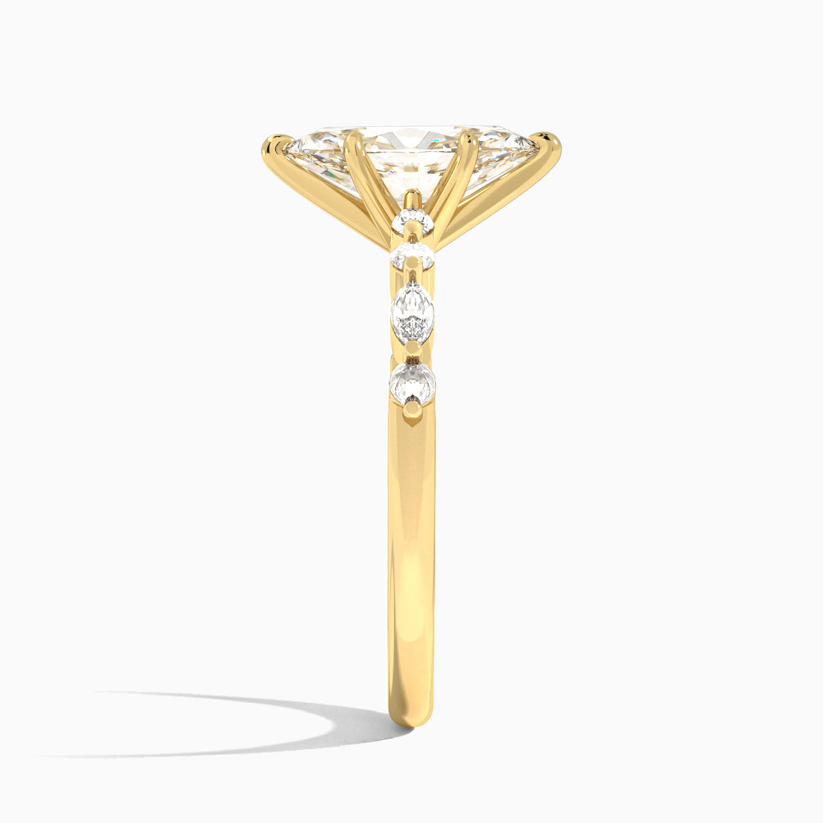 Marquise Chateau Lab Grown Diamond Engagement Ring In 14K Yellow Gold, Side View
