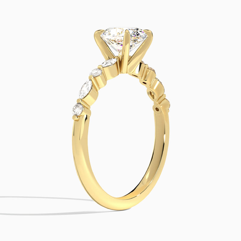 Oval Chateau Lab Grown Diamond Engagement Ring In 18K Yellow Gold, Angle View