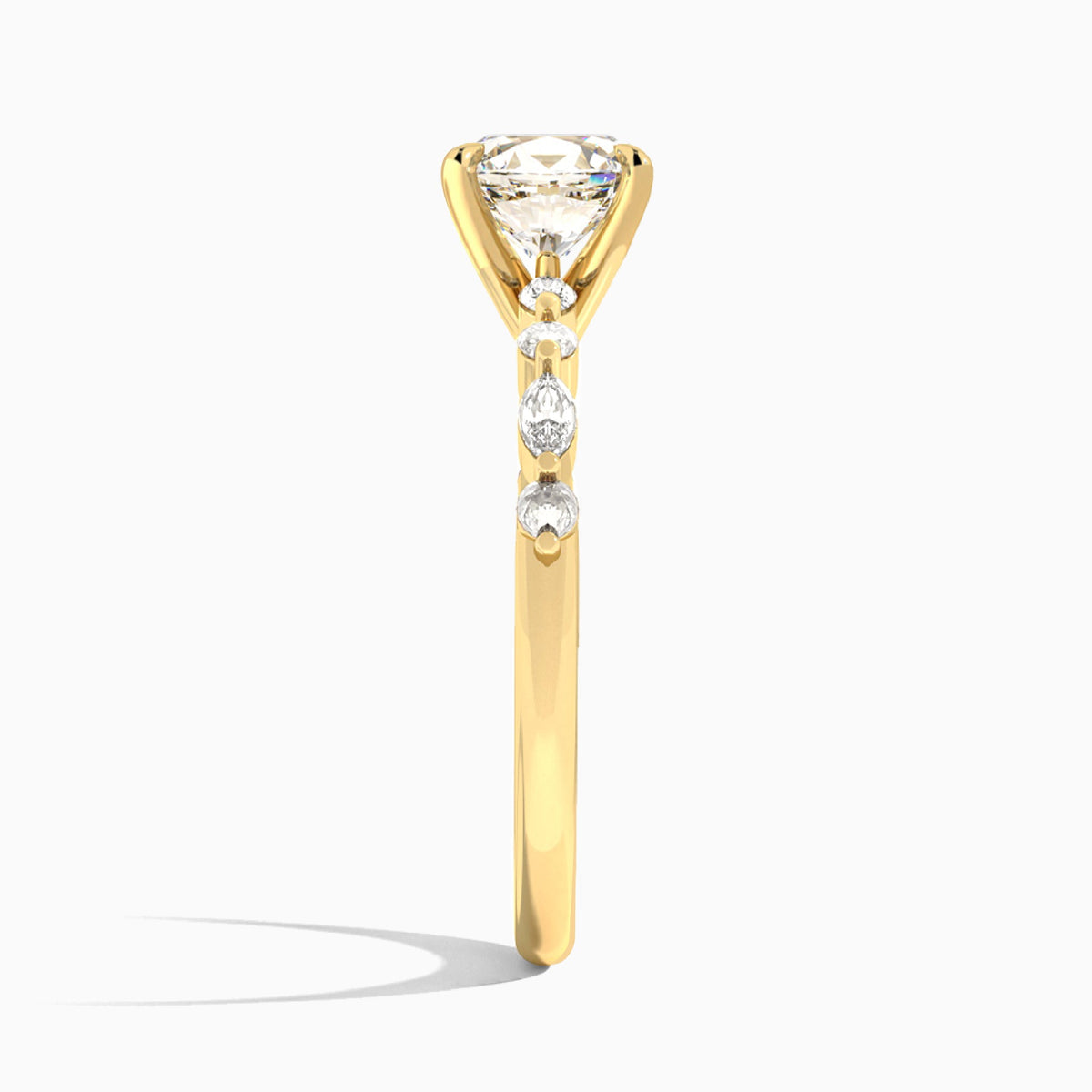 Oval Chateau Lab Grown Diamond Engagement Ring In 18K Yellow Gold, Side View