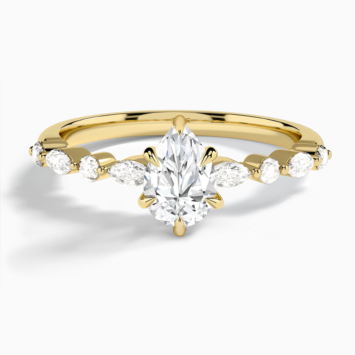 Pear Chateau Lab Grown Diamond Engagement Ring In 18K Yellow Gold - Lucenjuri