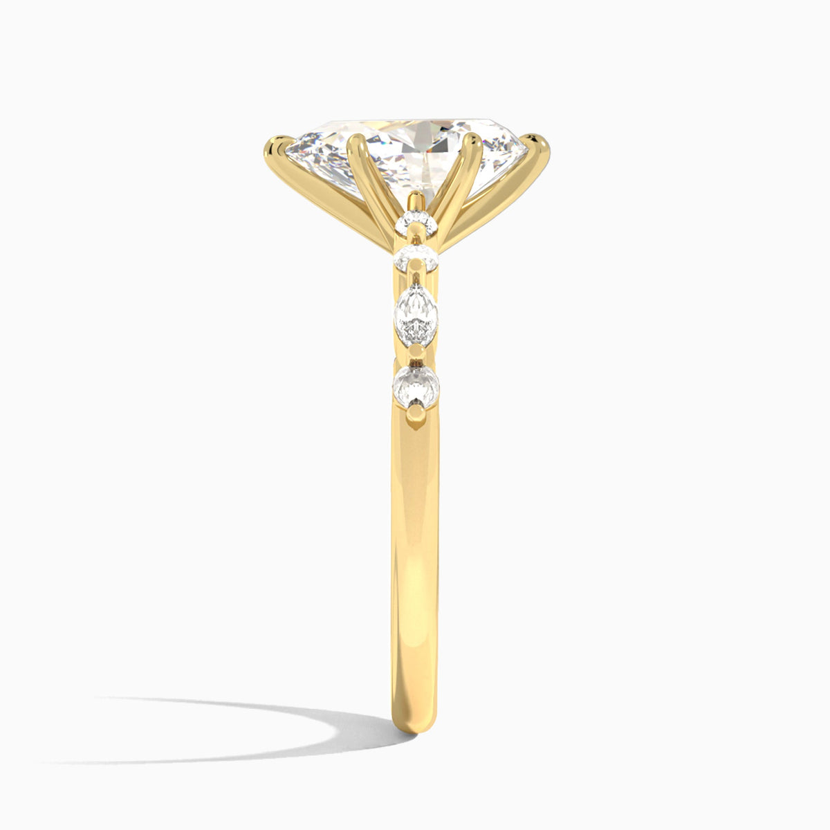 Pear Chateau Lab Grown Diamond Engagement Ring In 18K Yellow Gold, Side View