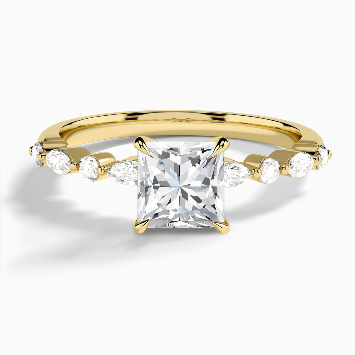 Princess Chateau Lab Grown Diamond Engagement Ring In 18K Yellow Gold - Lucenjuri