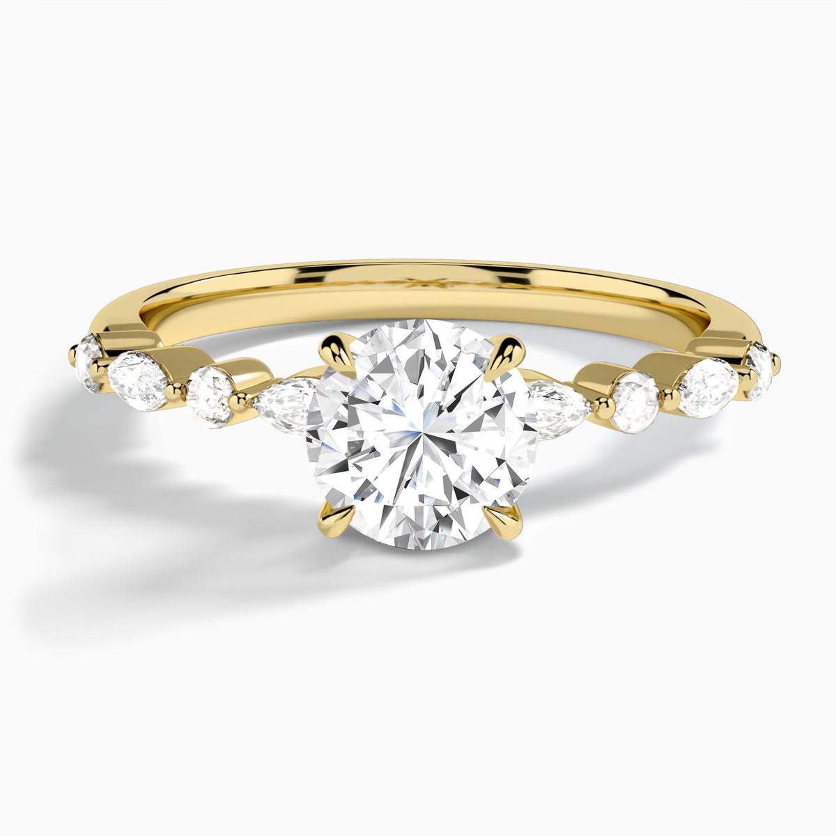 Round Chateau Lab Grown Diamond Engagement Ring In 18K Yellow Gold - Lucenjuri