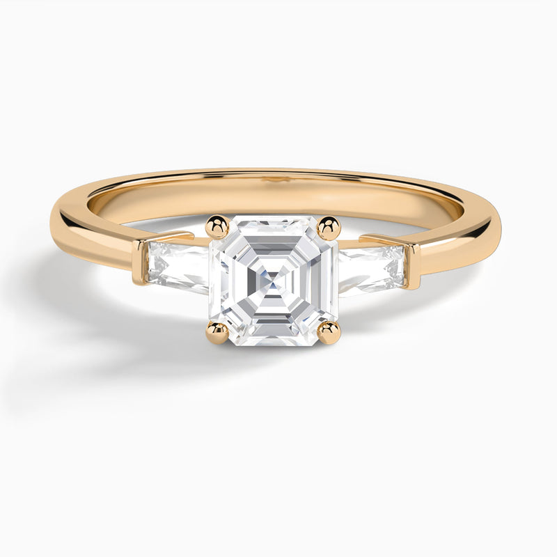 Asscher Tapered Baguette Lab Diamond Engagement Ring In 14K Rose Gold - Lucenjuri