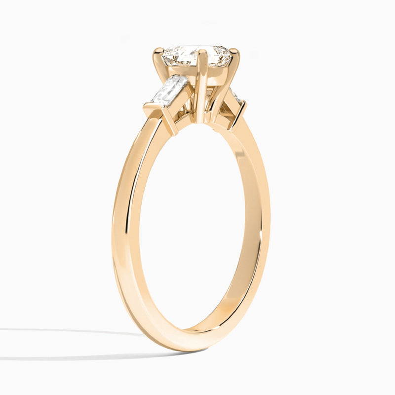 Asscher Tapered Baguette Lab Diamond Engagement Ring In 14K Rose Gold, Angle View