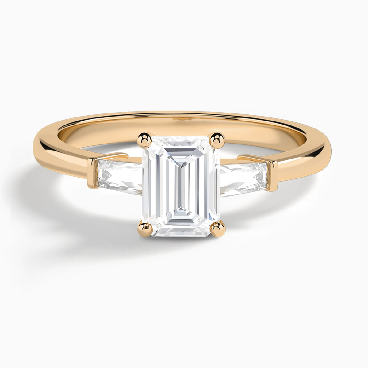 Emerald Tapered Baguette Lab Diamond Engagement Ring In 14K Rose Gold - Lucenjuri