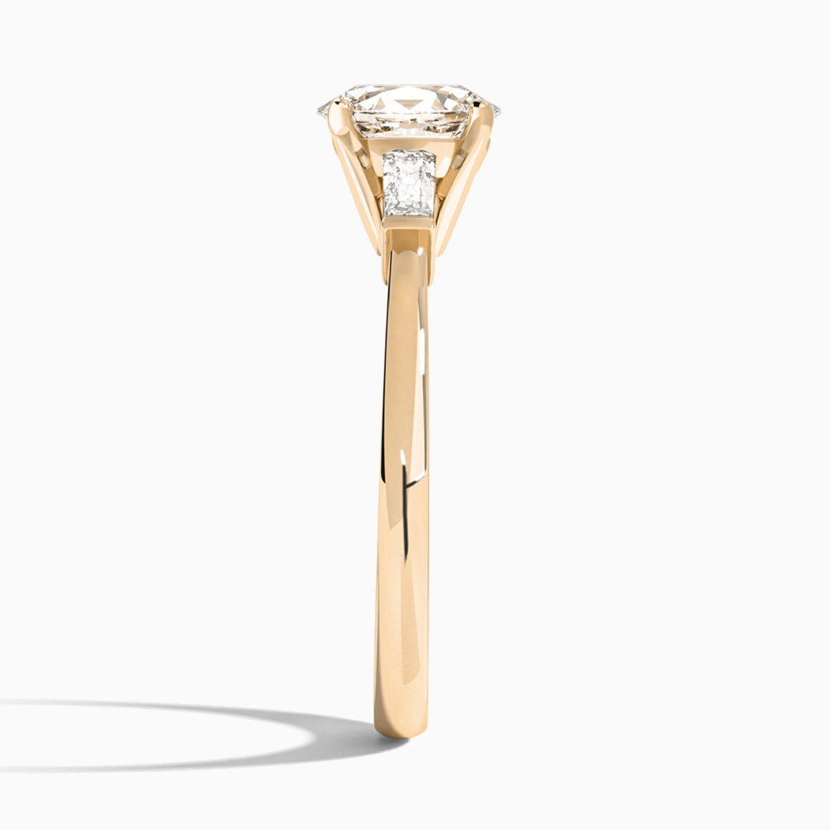 Oval Tapered Baguette Lab Diamond Engagement Ring In 14K Rose Gold, Side View